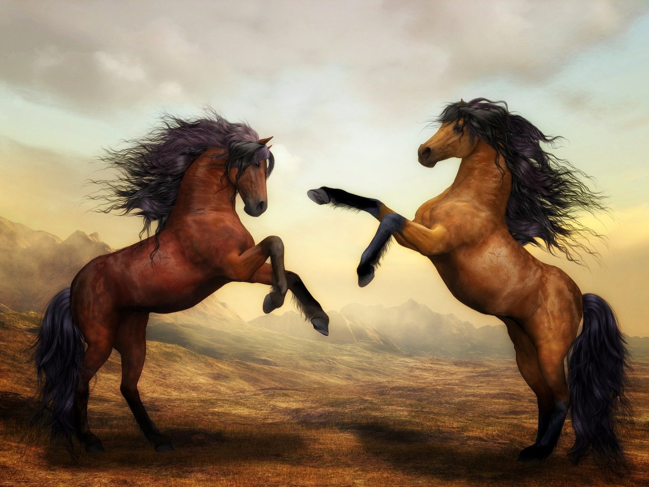Two Stallions Online Jigsaw Puzzle