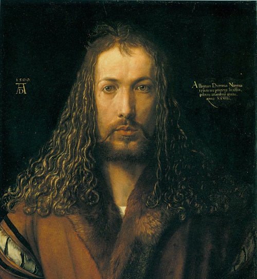 This is one of three self-portraits painted by the famous German artist. It is called Self-Portrait at Twenty-Eight.