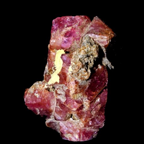 Depending on its color, this mineral has a different name. When it is red it is ruby, and when it is blue it is sapphire.
